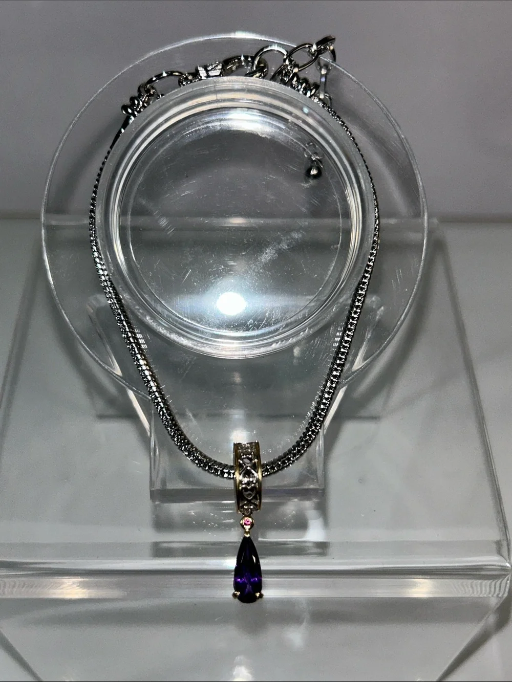 NWOT Gems En Vogue Palladium 18k Accent Genuine Amethyst & Rhodonite Euro Charm